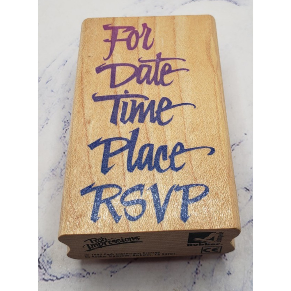 Rubber Stampede Posh Impressions Party Planner RSVP Wood Mounted Rubber Stamp